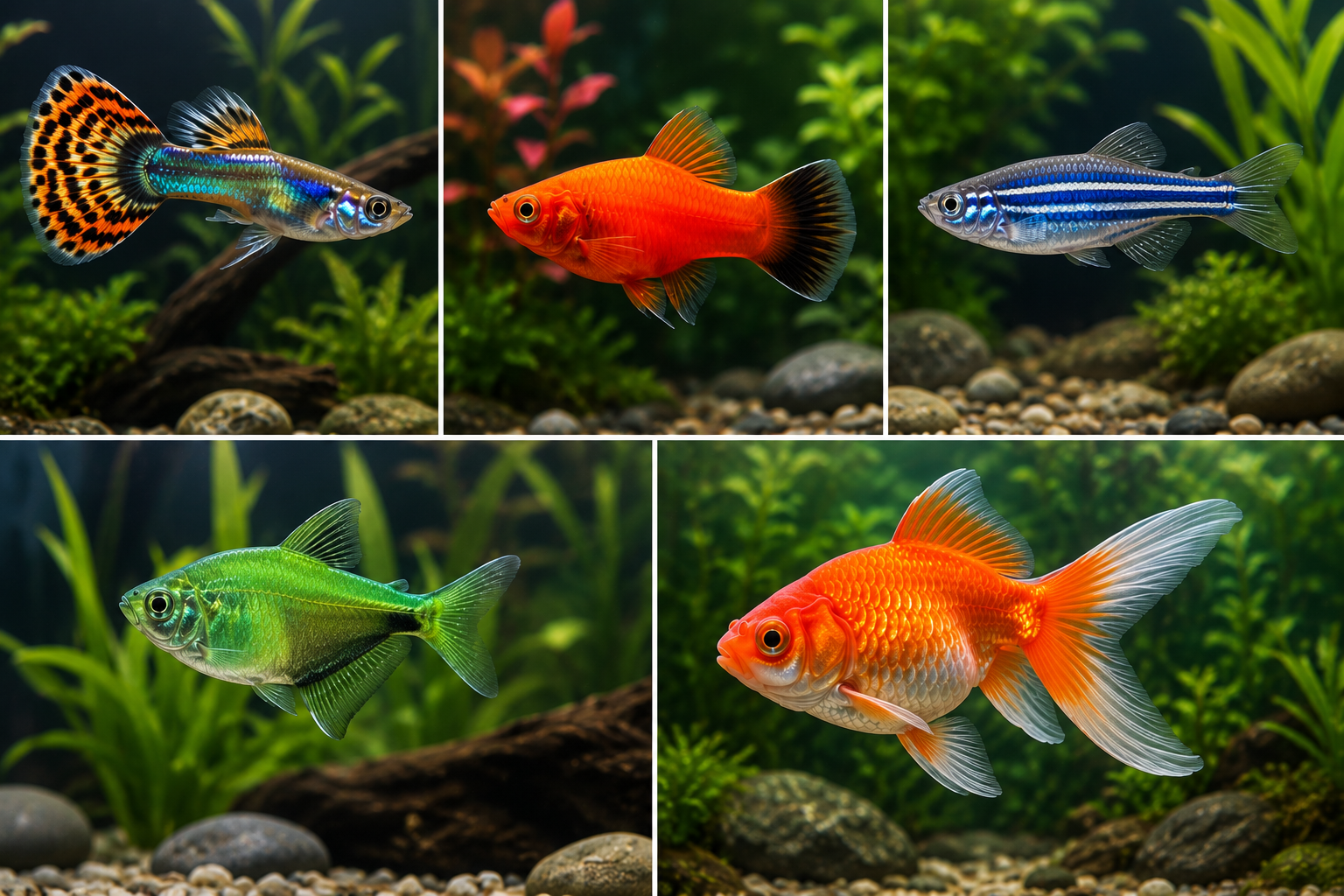 hardy fish for beginner aquariums setup with plants and lighting