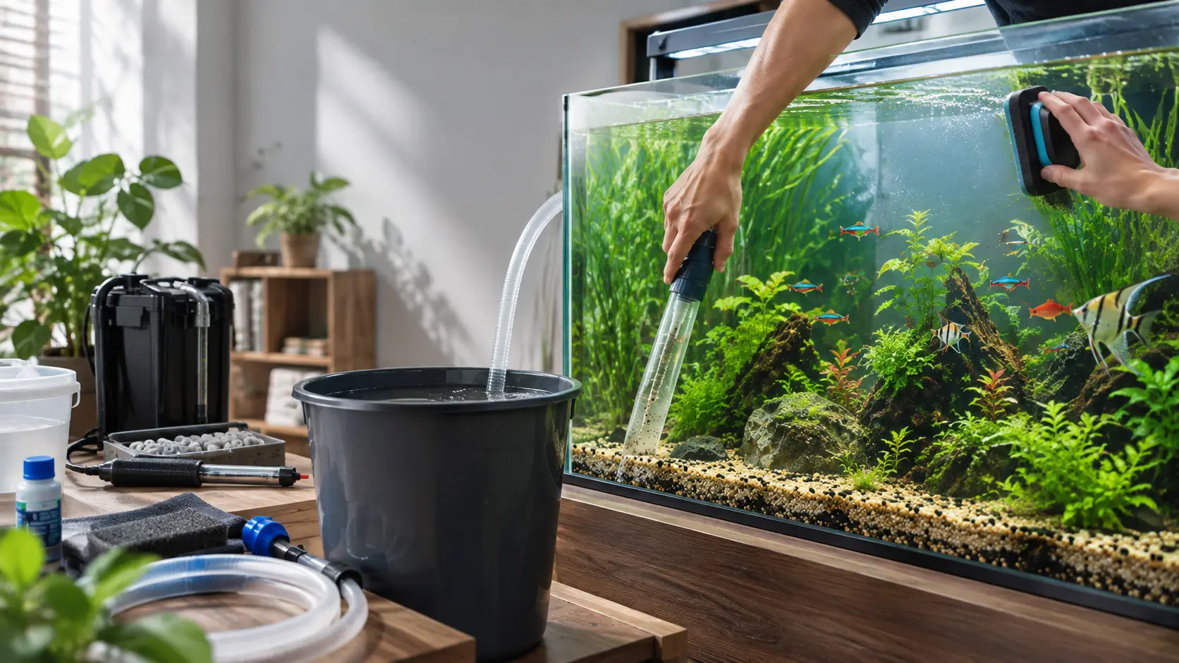 aquarium maintenance routine gravel siphon cleaning