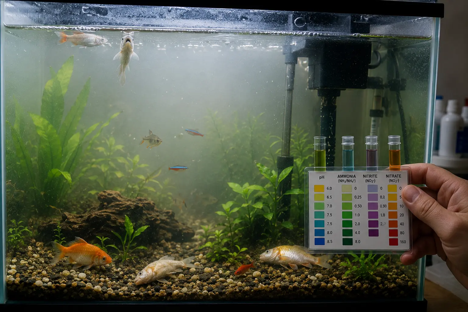 why are my aquarium fish dying — cloudy water warning signs